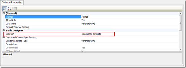 Column Properties